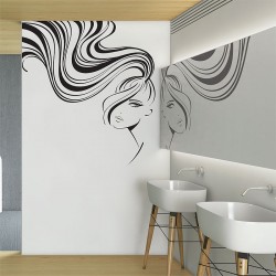 Ponytail Beauty Hair Face Girl Vinyl Wall Art Decal (WD-0886)