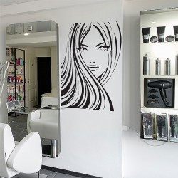 Girl Face Beauty Hair Salon Vinyl Wall Art Decal (WD-0905)