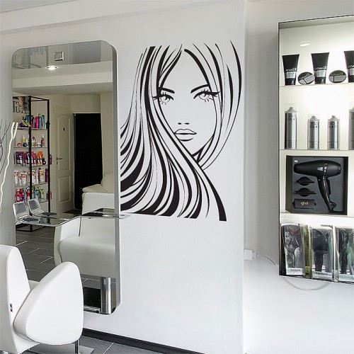 Girl Face Beauty Hair Salon Vinyl Wall Art Decal 