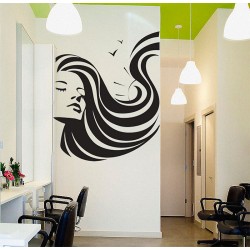 Girl Face Beauty Hair Salon Vinyl Wall Art Decal (WD-0906)