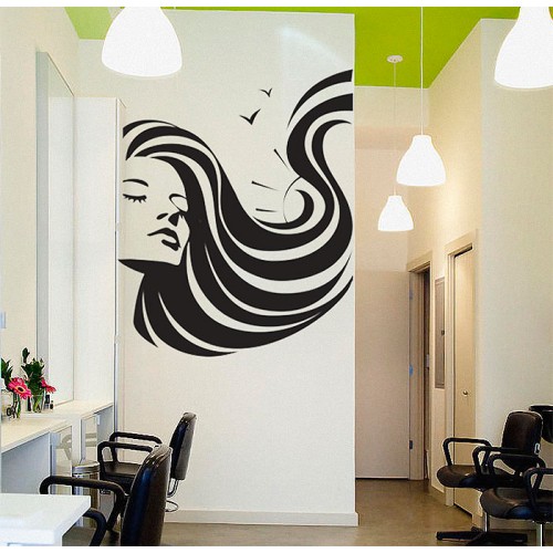 Girl Face Beauty Hair Salon Vinyl Wall Art Decal 