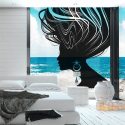 สติกเกอร์ติดผนังทรงผมผู้หญิง Woman Beautiful Hair Wall Sticker (WD-0949)