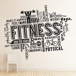 Fitness Word Cloud Vinyl Wall Art Decal (WD-0953)