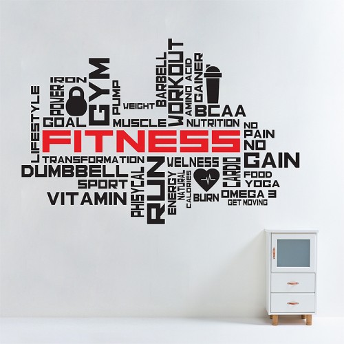 Fitness Gym Word Cloud Wortwolke Wandaufkleber Wandtattoo