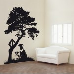 Dogs sitting under the tree Vinyl Wall Art Decal 