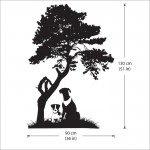 Dogs sitting under the tree Vinyl Wall Art Decal 