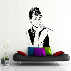 สติกเกอร์ติดผนัง ออเดรย์ เฮปเบิร์น Audrey Hepburn Superstar Wall Sticker (WD-0994)