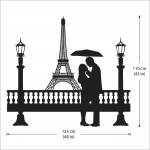 Eiffel Tower Couple Under Umbrella  Wandaufkleber Wandtattoo