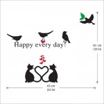 Birds and cats happy every day  สติกเกอร์ติดผนัง / Wall Sticker 