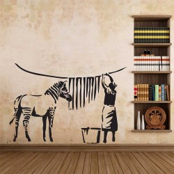 Banksy Zebra Stripes Wash Vinyl Wall Art Decal (WD-1039)