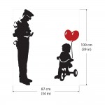 Banksy TRYCICLE COP police guard and ballon girl Vinyl Wall Art Decal 