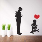 Banksy TRYCICLE COP police guard and ballon girl Vinyl Wall Art Decal 