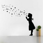 Banksy Buble Girl Star Bubbles สติกเกอร์ติดผนัง / Wall Sticker 