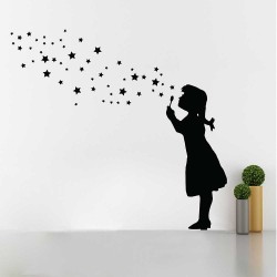 Banksy Buble Girl Star Bubbles สติกเกอร์ติดผนัง / Wall Sticker (WD-1045)