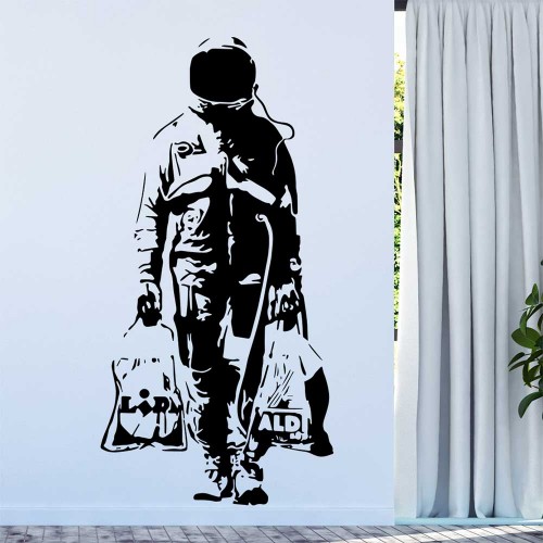 สติกเกอร์ติดผนัง Banksy Astronaut Shopping / Wall Sticker