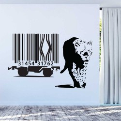 Banksy Barcode Leopard สติกเกอร์ติดผนัง / Wall Sticker (WD-1053)