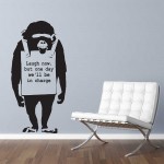 Banksy Print Monkey Laugh Now Chimp Vinyl Wall Art Decal 