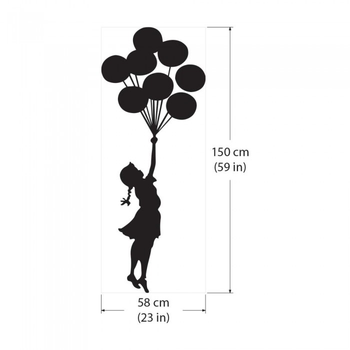 Banksy Girl with Heart Balloon Wall Sticker - Vinyl Decal 5 x 8