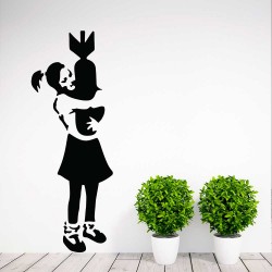 Banksy Bomb Hugger Girl Vinyl Wall Art Decal (WD-1064)