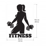 Drumbbell Gym Woman Fitness ฟิตเนส สติกเกอร์ติดผนัง / Wall Sticker 