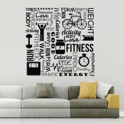 Fitness Sport Club Gym World Clound สติกเกอร์ติดผนัง / Wall Sticker (WD-1078)