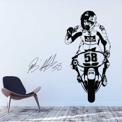 Marco Simoncelli sic 58 Rennmotorrad Wandaufkleber Wandtattoo (WD-1093)