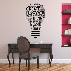 สติกเกอร์ติดผนัง Idea Light Bulb Word Cloud  / Wall Sticker  (WD-1132)