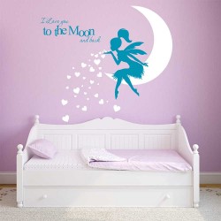 สติกเกอร์ติดผนัง นางฟ้า  แฟรี่  Fairy Pixiedust I Love You to the Moon  / Wall Sticker  (WD-1138)