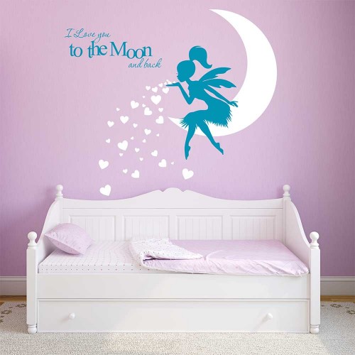 Fairy Pixiedust I Love You to the Moon Vinyl Wall Art Decal 