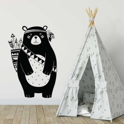 สติกเกอร์ติดผนัง หมีอินเดียน Indiana Bear  Wall Sticker  (WD-1140)