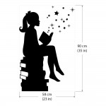 สติกเกอร์ติดผนัง Girl Reading Magic Book  / Wall Sticker